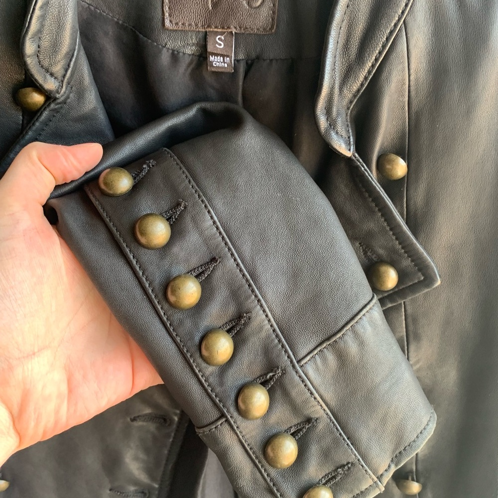 Joie Black Leather and Silk Jacket - Picture 7 of 13